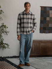 Brooks Flannel Soft Brushed Button Up | Grey-Black Classic-Fit