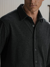 Hudson Soft Knit Button Up | Black Signature-Fit