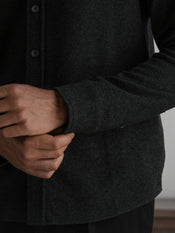 Hudson Soft Knit Button Up | Black Signature-Fit
