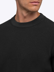 Palisade Textured Knit Crew Sweater | Black Classic-Fit