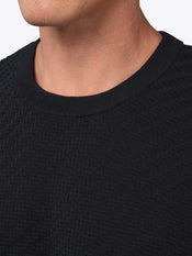 Riviera Knit Textured Tee | Black Signature-Fit