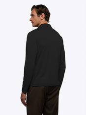 SoHo Ribbed Long Sleeve Polo| Black Signature-Fit