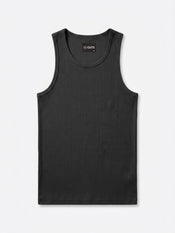 Essential Fitted Rib Tank | Black Form-Fitting