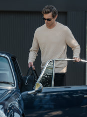 Riviera Knit Long Sleeve Textured Tee | Sand Dune Signature-Fit