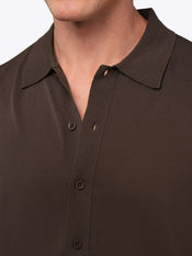 Riviera Knit Button Up | Burnt Oak Signature-Fit