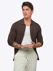 Riviera Knit Long Sleeve Button Up | Burnt Oak Signature-Fit