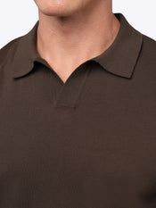 Riviera Knit Long Sleeve Polo | Burnt Oak Signature-Fit