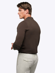 Riviera Knit Long Sleeve Polo | Burnt Oak Signature-Fit