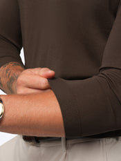 Riviera Knit Long Sleeve Texture Tee | Burnt Oak Signature-Fit