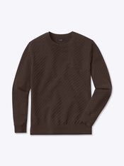 Riviera Knit Long Sleeve Texture Tee | Burnt Oak Signature-Fit