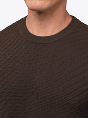 Riviera Knit Long Sleeve Texture Tee | Burnt Oak Signature-Fit