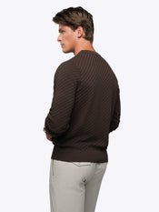 Riviera Knit Long Sleeve Texture Tee | Burnt Oak Signature-Fit