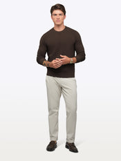 Riviera Knit Long Sleeve Texture Tee | Burnt Oak Signature-Fit