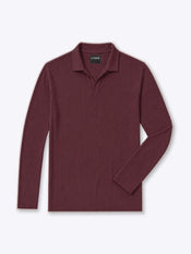 SoHo Ribbed Long Sleeve Polo | Deep Cranberry Signature-Fit