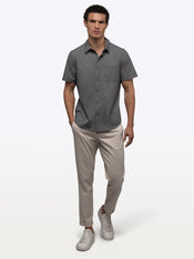 SoHo Short Sleeve Button Up | Heather Black Signature-fit