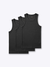 Essential Fitted Rib Tank 3 Pack | Black Form-Fitting
