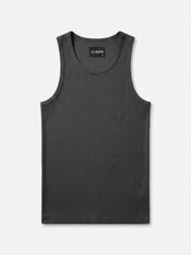 Essential Fitted Rib Tank | Grey Form-Fitting