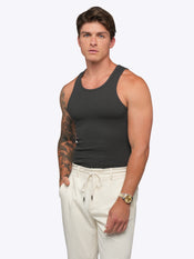 Essential Fitted Rib Tank 6 Pack | Black/White/Grey Form-Fitting