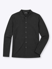 Riviera Knit Long Sleeve Button Up | Black Signature-Fit