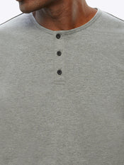 AO Long Sleeve Henley Curve-Hem | Heather Grey Signature-fit PYCA Pro®
