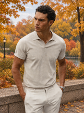Riviera Knit Polo | Sand Dune Signature-Fit
