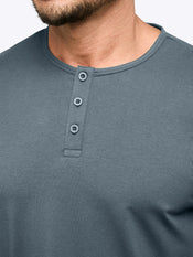AO Long Sleeve Henley Curve-Hem | Ocean Storm Signature-fit PYCA Pro®