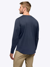 AO Long Sleeve Henley Curve-Hem | Pacific Blue Signature-fit PYCA Pro®