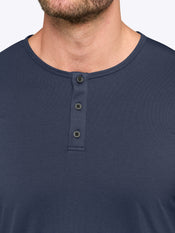 AO Long Sleeve Henley Curve-Hem | Pacific Blue Signature-fit PYCA Pro®