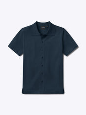 Riviera Knit Button Up | Pacific Blue Signature-Fit