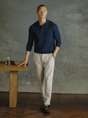 Riviera Knit Long Sleeve Polo | Pacific Blue Signature-Fit