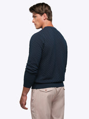 Riviera Knit Long Sleeve Textured Tee | Pacific Blue Signature-Fit