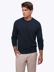 Riviera Knit Long Sleeve Textured Tee | Pacific Blue Signature-Fit
