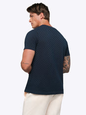 Riviera Knit Texture Tee | Pacific Blue Signature-Fit