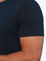 Riviera Knit Texture Tee | Pacific Blue Signature-Fit