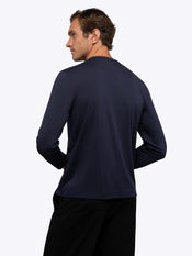 SoHo Ribbed Long Sleeve Crew Neck Tee | Pacific Blue