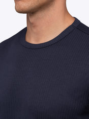 SoHo Ribbed Long Sleeve Crew Neck Tee | Pacific Blue