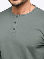 AO Long Sleeve Henley Curve-Hem | Sage Signature-fit PYCA Pro®