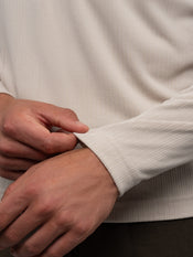 SoHo Ribbed Long Sleeve Polo | Sand Dune Signature-Fit