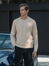 Riviera Knit Long Sleeve Textured Tee | Sand Dune Signature-Fit