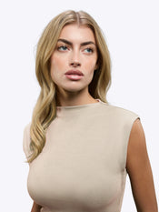 Sleeveless Tomboy Tee | Sand Dune Slim-Fit Tomboy-Cotton™