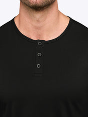 AO Long Sleeve Henley Curve-Hem | Black Signature-fit PYCA Pro®
