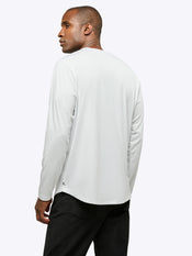 AO Long Sleeve Henley Curve-Hem | White Signature-fit PYCA Pro®