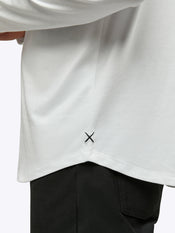 AO Long Sleeve Henley Curve-Hem | White Signature-fit PYCA Pro®