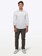AO Long Sleeve Polo | White Signature-Fit PYCA Pro®