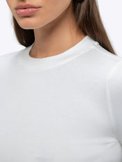 Long Sleeve Tomboy Tee Cropped | White Slim-fit Tomboy-Cotton™