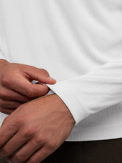 SoHo Ribbed Long Sleeve Polo | White Signature-Fit