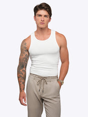 Essential Tank 3-Pack + District Overshirt Fit Bundle – Essential Fitted Rib Tank 3 Pack | Black/White/Grey Form-Fitting