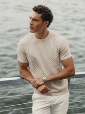 Riviera Knit Textured Tee | Sand Dune Signature-Fit
