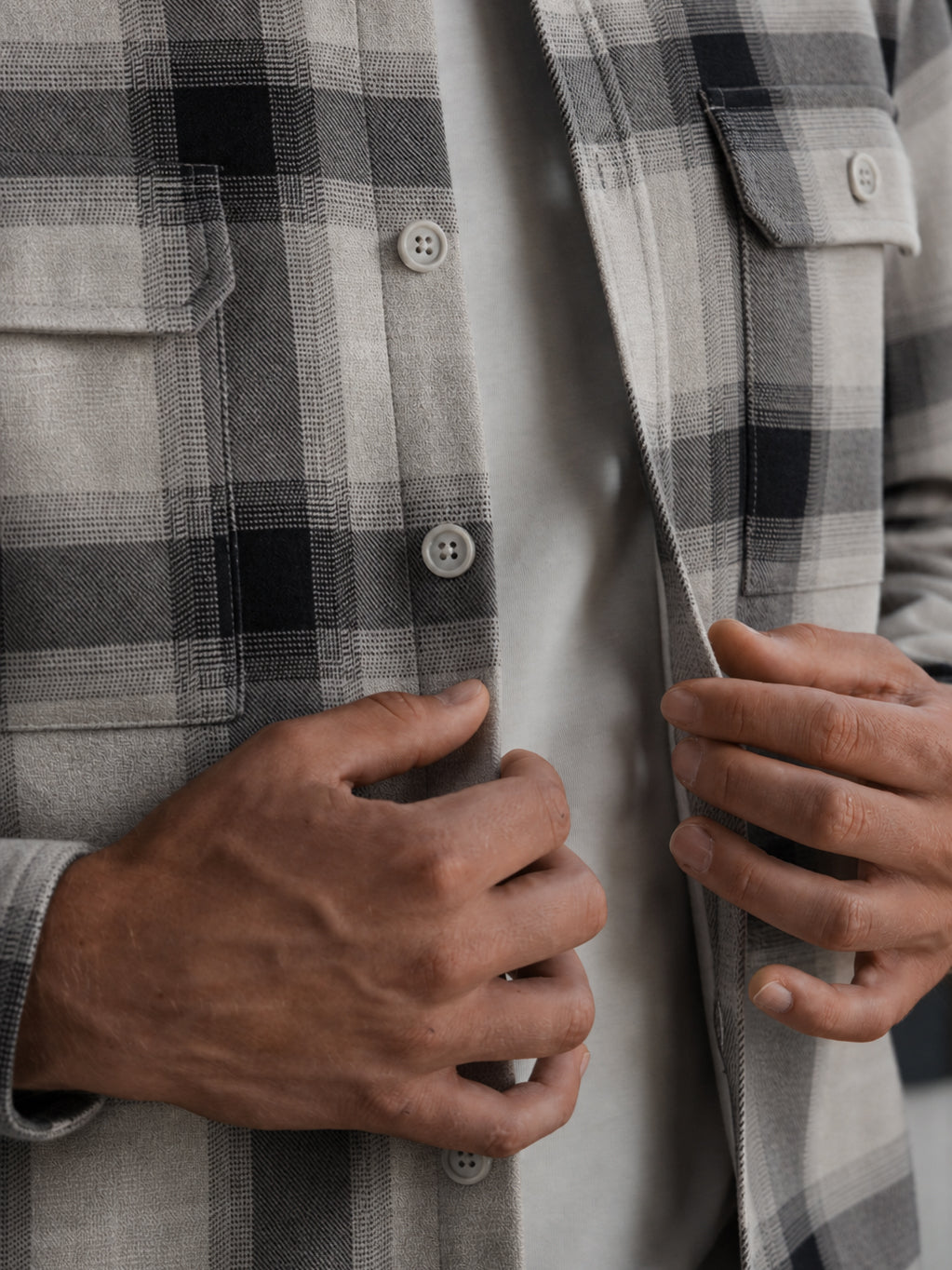 Brooks Flannel Soft Brushed Button Up | Grey-Black Classic-Fit