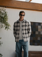 Brooks Flannel Soft Brushed Button Up | Grey-Black Classic-Fit